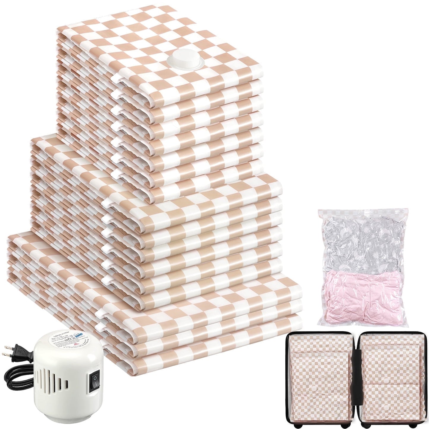 Livhil Combo Vacuum Storage Bags with Electric Pump, Reusable Travel Vacuum Storage Bags for Clothes Compression, Space Saver Travel Essentials