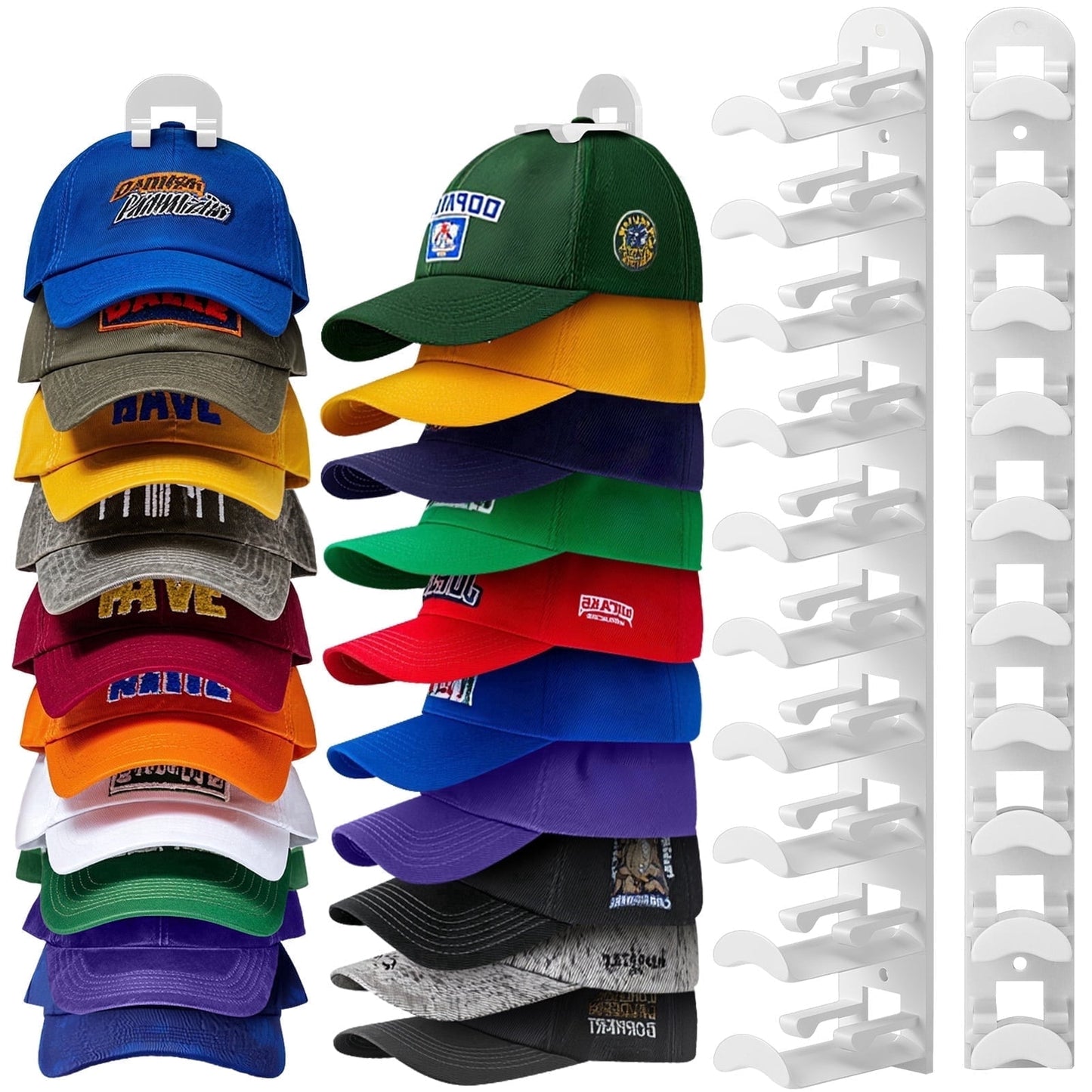 Livhil 2 Pack Hat Rack for Baseball Caps, Adhesive Hat Holder for Wall, Baseball Hat Storage Hold Up to 20 Hats