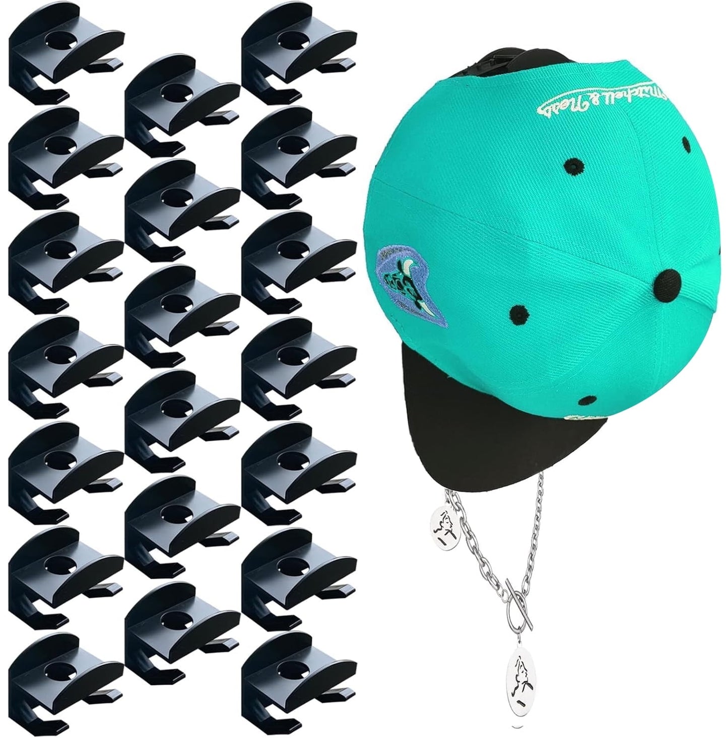 Livhil 20 Pack Adhesive Hat Hooks for Wall, Strong Hat Rack for Baseball Caps, Hat Display Rack Wall Mount