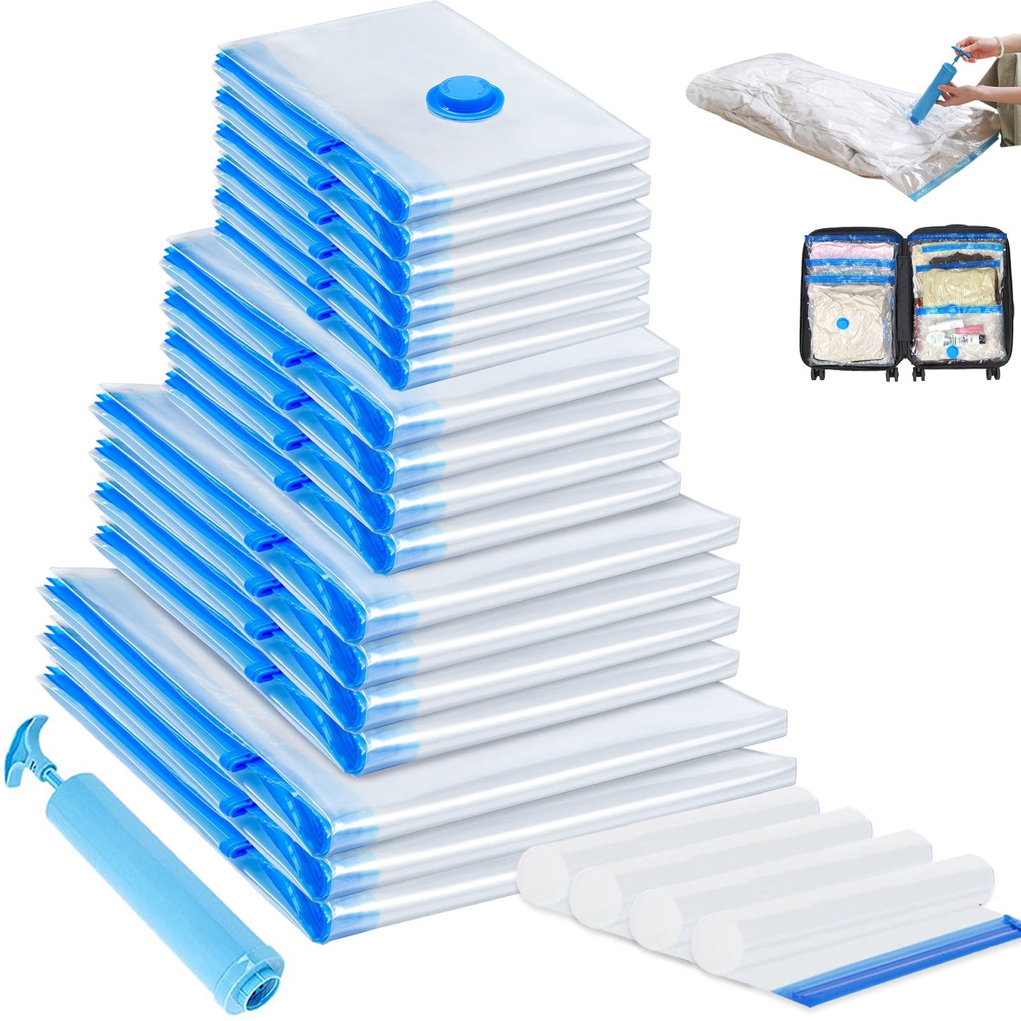 Livhil Vacuum Storage Bags, Home Essentials Space Saver Vacuum Bags Compression, Hand Pump Included