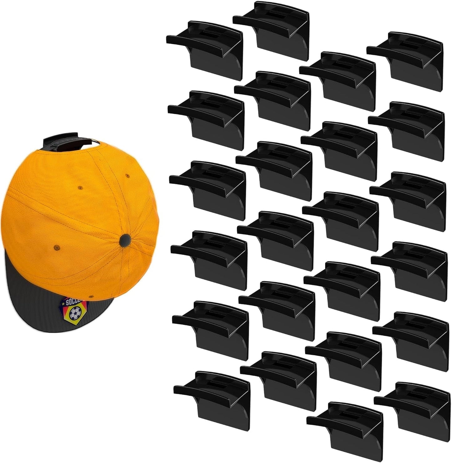 Livhil 24 Pack Adhesive Hat Rack, ABS Plastic Wall Hat Organizer, Multipurpose Hat Hooks for Wall, No Drilling