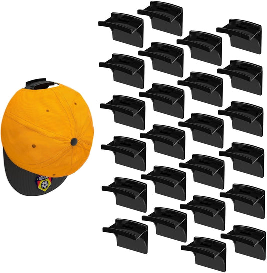 Livhil 24 Pack Adhesive Hat Rack, ABS Plastic Wall Hat Organizer, Multipurpose Hat Hooks for Wall, No Drilling
