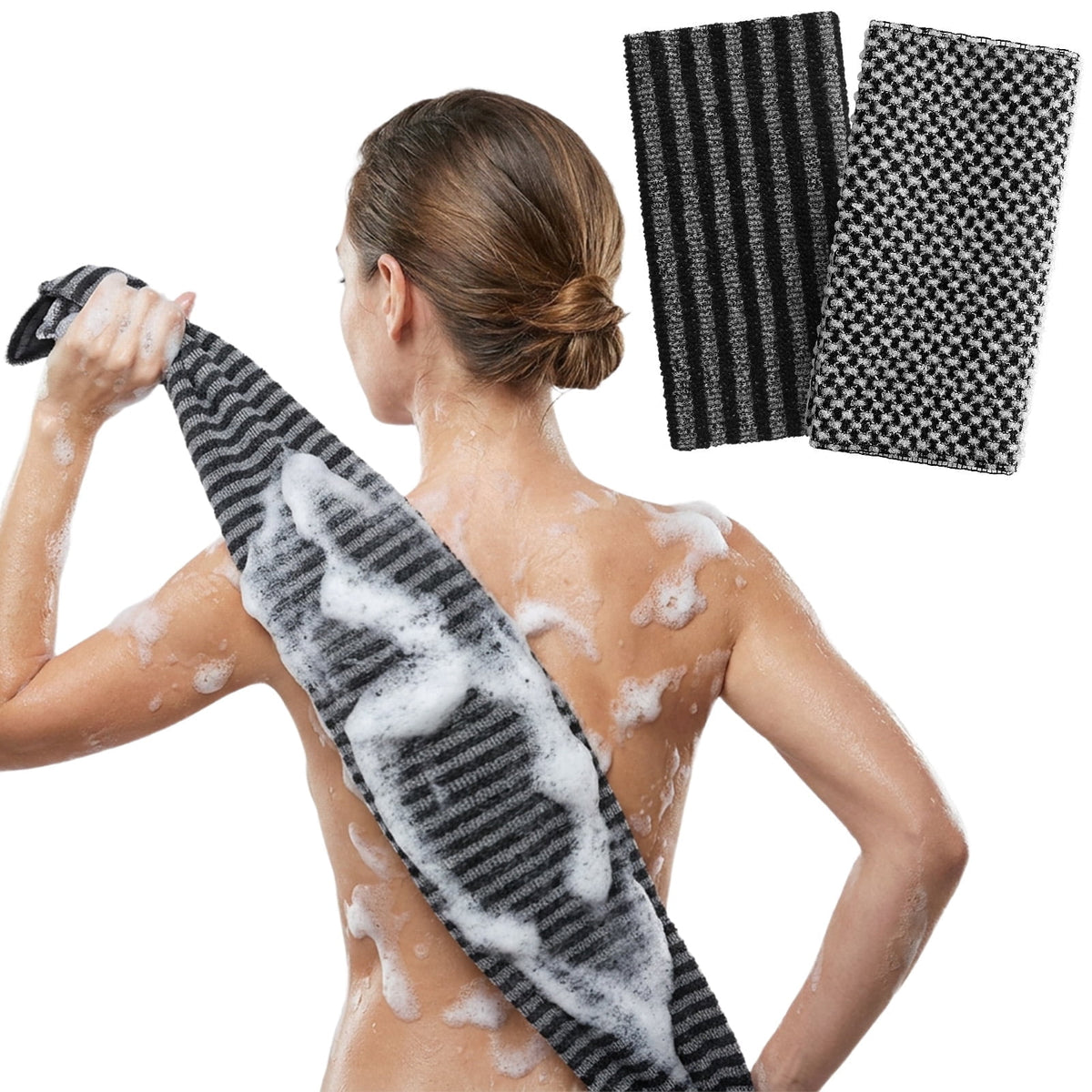 Livhil 2Pcs Exfoliating Shower Towel, Exfoliating Washcloth Stretchable Quick Dry, Exfoliating Towel for Body, Suitable for All Skin