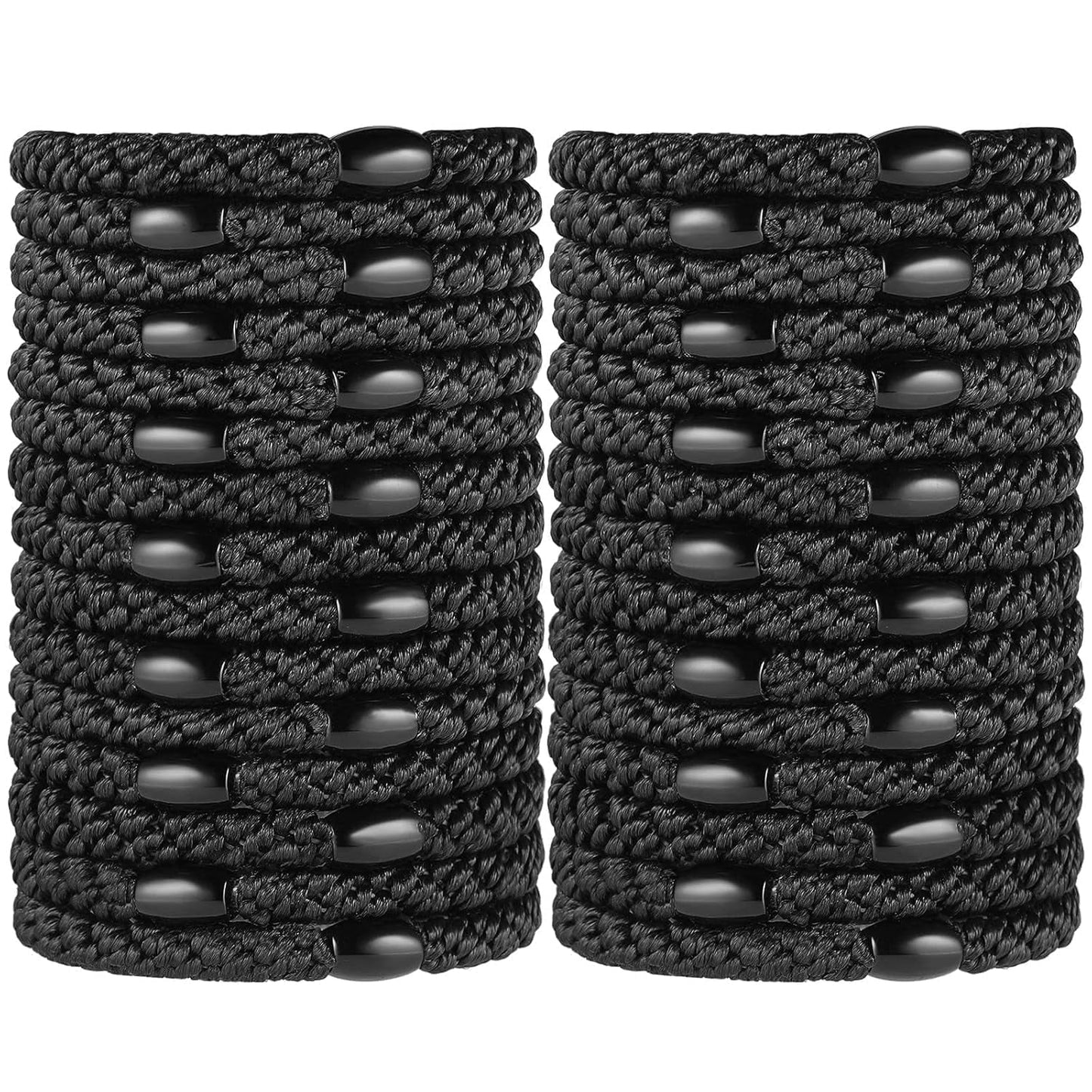 Livhil 30 Pcs Hair Ties No Damage No Crease Hair Elastics, Hair Ties for Women Girls, Elastics Hair Bands Ponytail Holders for Thick Hair (Black/Brown/White/Beige/Coffee)