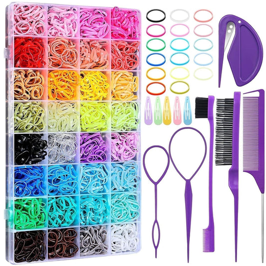 Livhil Hair Rubber Bands with Tail Hair Tools and Hair Clips, 2016 Pcs Elastic Small Hair Ties, Hair Accessories