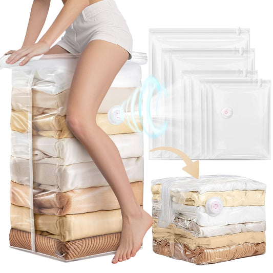 Livhil 8pcs Vacuum Storage Bags, Jumbo Cube, Extra Large Vacuum Seal Bags Space Saver for Clothing