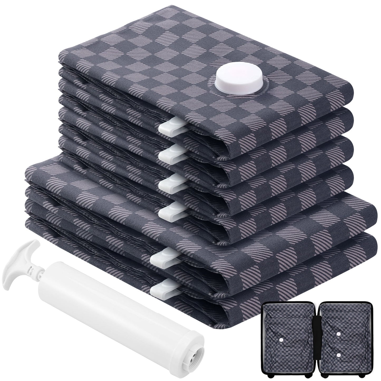 Livhil 6 Pcs Oxford Cloth Vacuum Storage Bags,Space Saver Seal Bags for Clothes,with Hand Pump