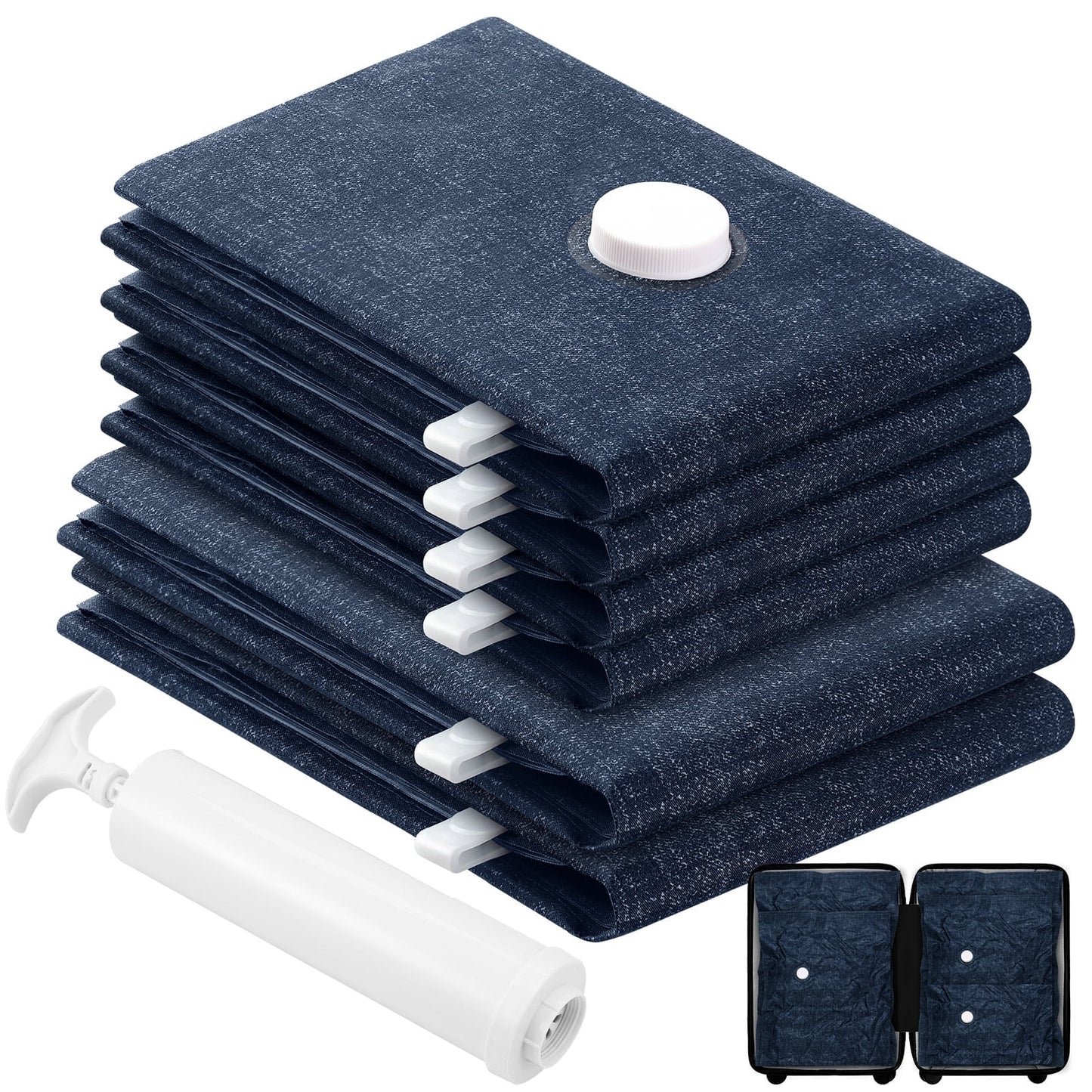 Livhil 6 Pcs Oxford Cloth Vacuum Storage Bags,Space Saver Seal Bags for Clothes,with Hand Pump