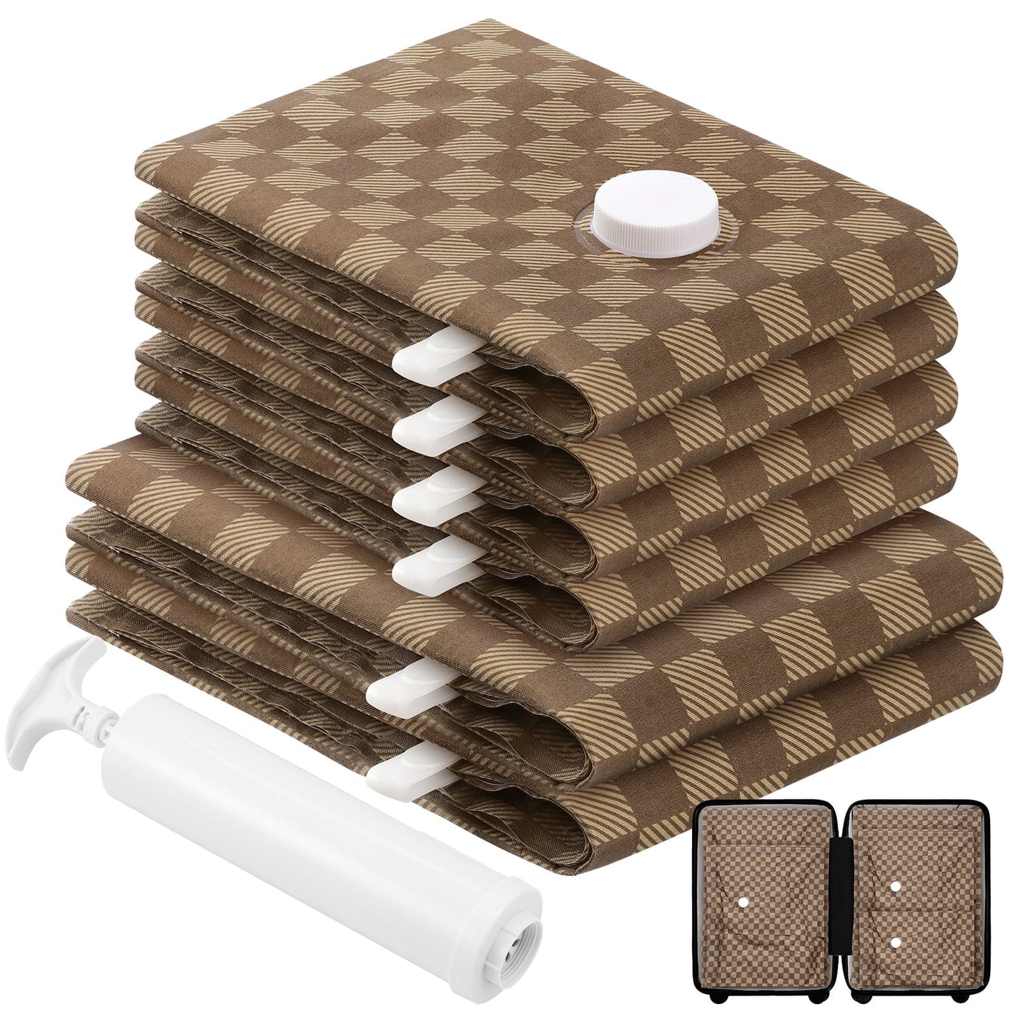 Livhil 6 Pcs Oxford Cloth Vacuum Storage Bags,Space Saver Seal Bags for Clothes,with Hand Pump