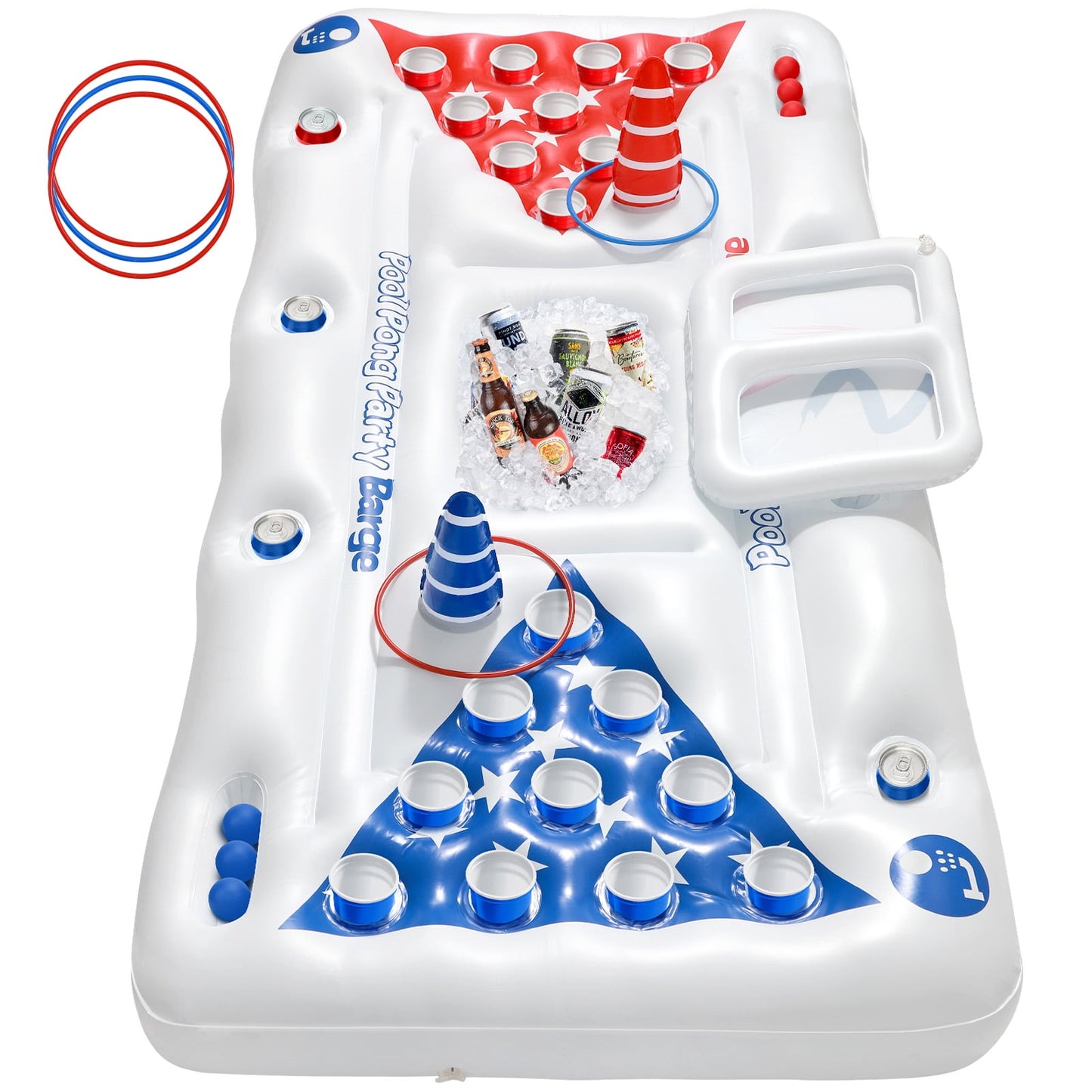 Livhil 71" x 31" Adult Pong Inflatable Pool Game White