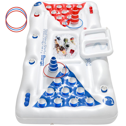 Livhil 71" x 31" Adult Pong Inflatable Pool Game White