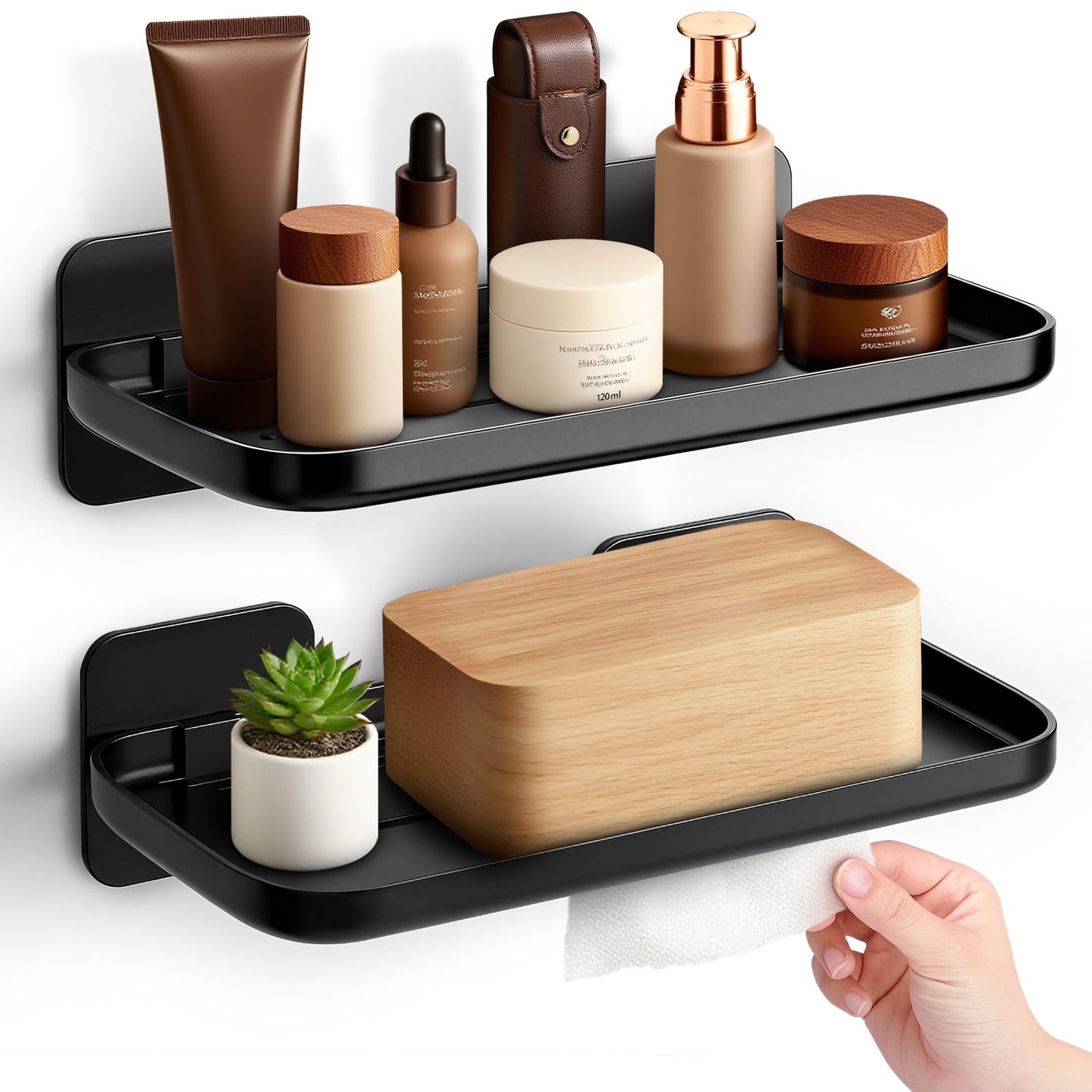 Livhil Adhesive Shower Caddy, Plastic No-Drill Bathroom Caddy, Bathroom organizer for Shower Kitchen