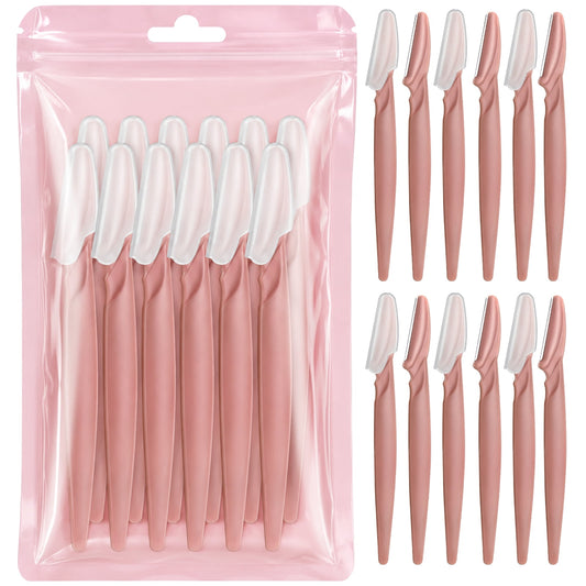 Livhil Dermaplane Razor for Women Face, 12Pcs Eyebrow Razor And Face Razors for Women&Men, Eyebrow Trimmer with Protective Cover(Terracotta)