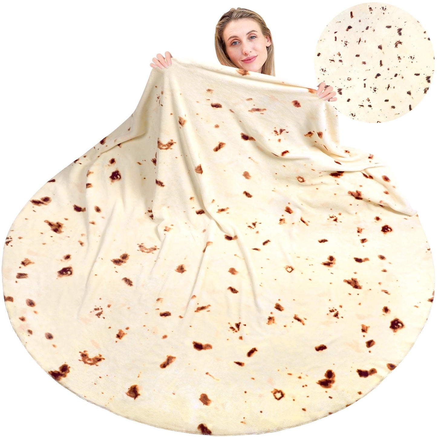 Livhil Giant Tortilla Blanket 71 inch Double Sided, Tortilla Blanket Adult Size Funny Blankets Food Blankets
