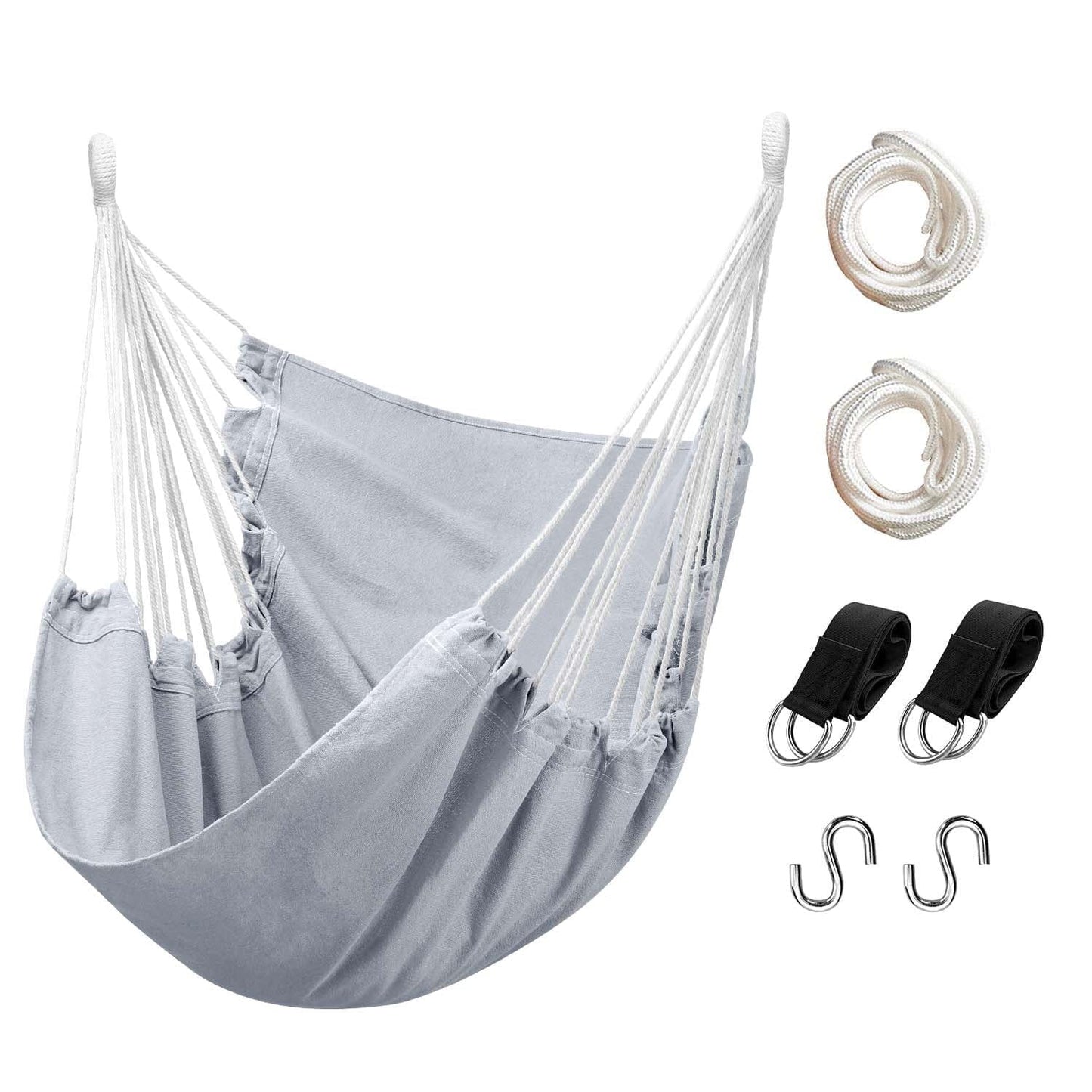 Livhil Hammock Chair Hanging Rope Hammock Swing Chair, Max 330 lbs Portable Hanging Hammock Chair (Dark Green)