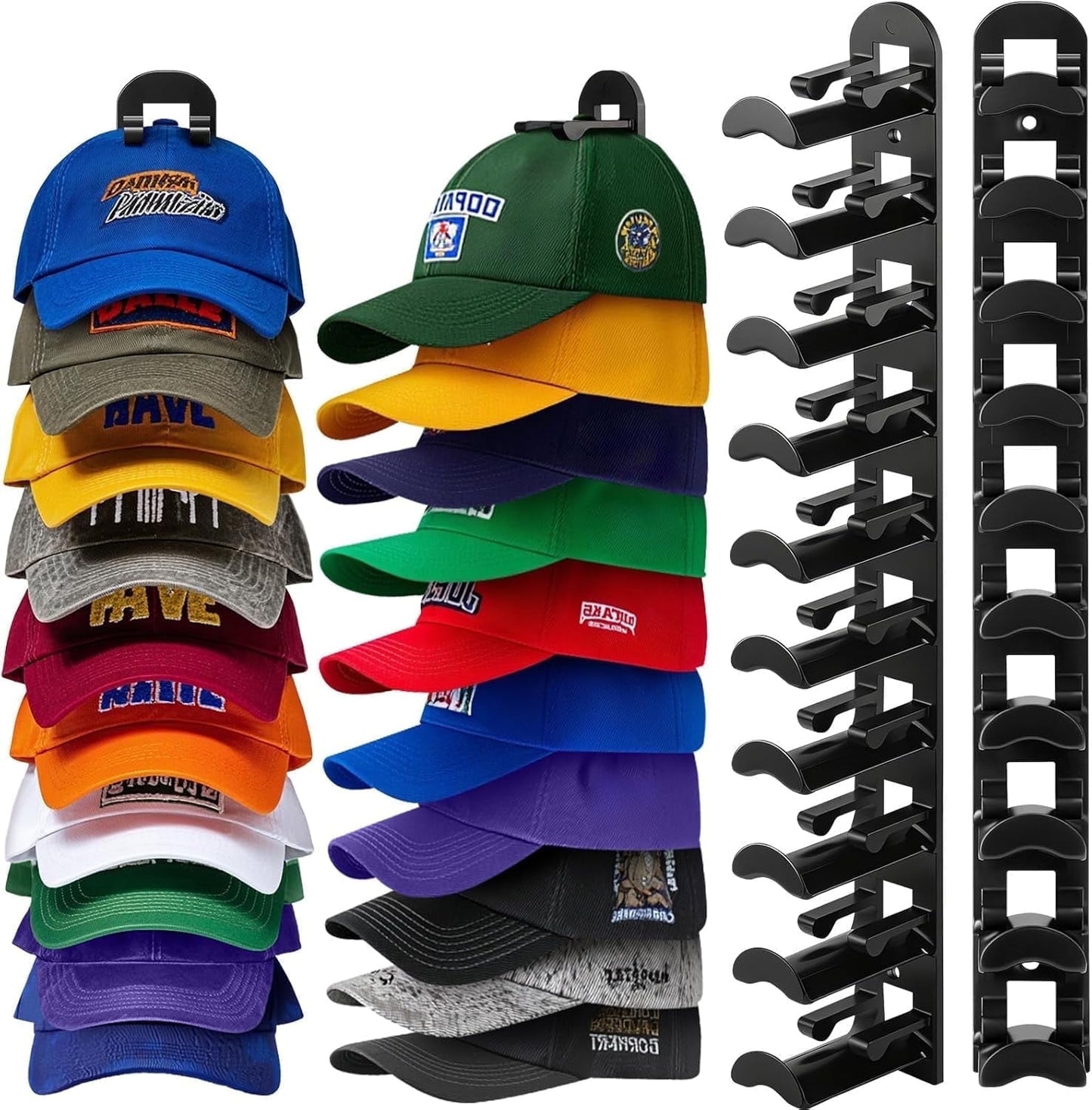 Livhil 2 Pack Hat Rack for Baseball Caps, Adhesive Hat Holder for Wall, Baseball Hat Storage Hold Up to 20 Hats