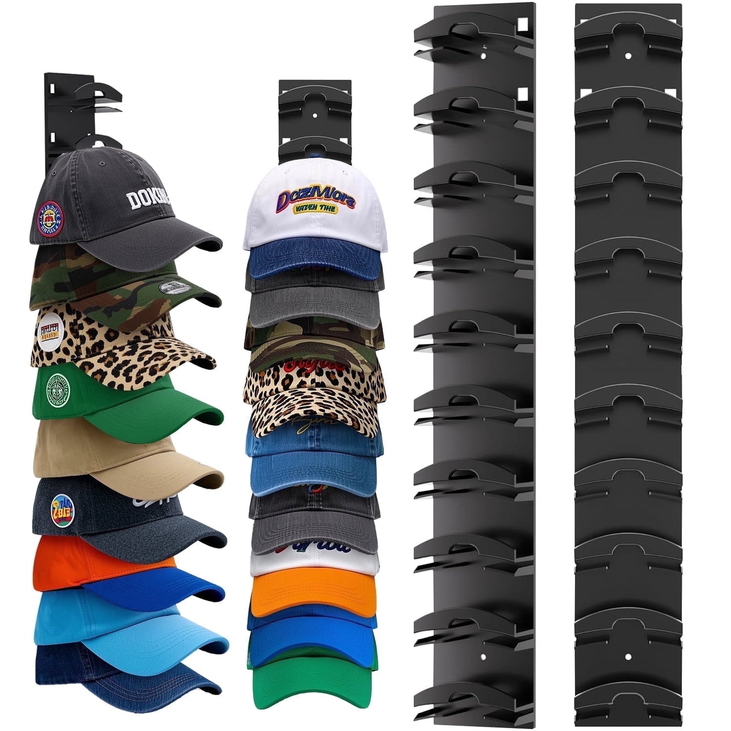 Livhil Hat Organizer for Baseball Caps 2Pack, Hat Rack for Wall with Strong Adhesive Hold up to 20 Hats, Hat Hanger Holder Display for Door Closet