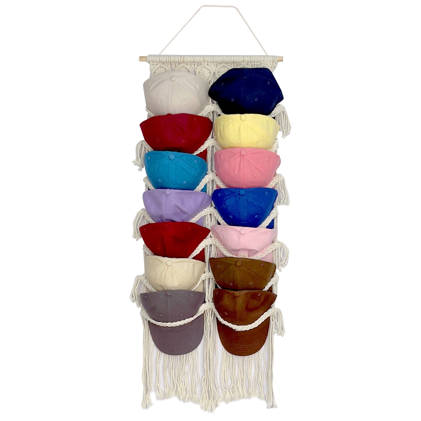 Livhil Boho Hat Rack for Wall Hanging Hat Organizer Macrame Hat Holder for Bohemian Bedroom Decor
