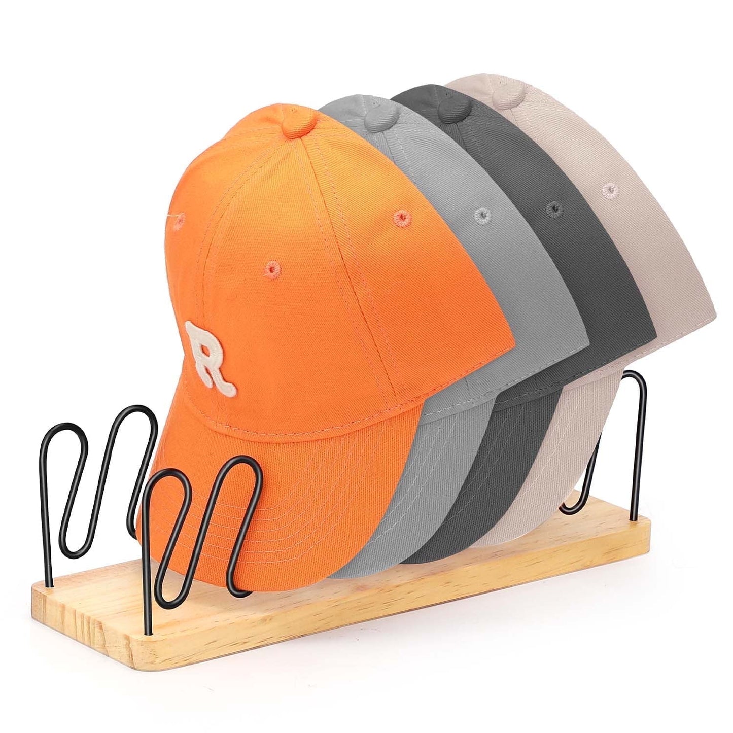 Livhil Hat Organizer for Baseball Caps, Premium Wood and Metal Design Tabletop Hat Stand for Baseball Caps, Hat Rack for Closet