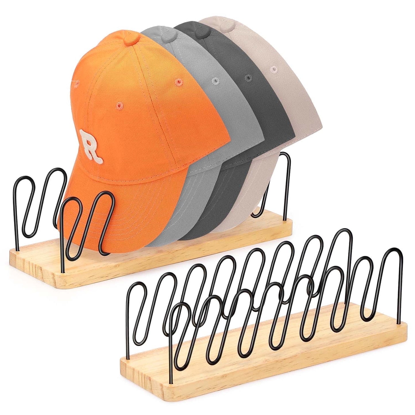 Livhil Hat Organizer for Baseball Caps, Premium Wood and Metal Design Tabletop Hat Stand for Baseball Caps, Hat Rack for Closet