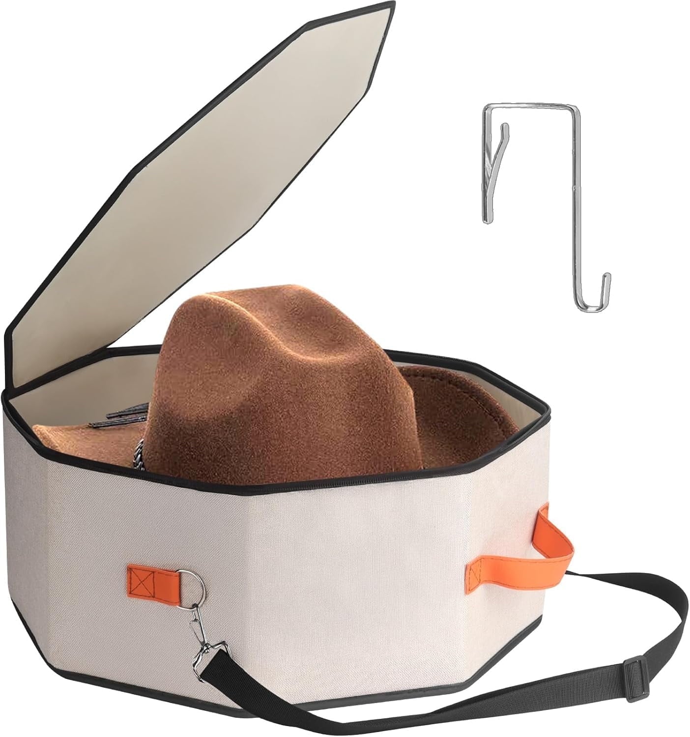 Livhil Hat Storage Box for Women & Men, Hat Boxes with 1 Door Hook Cowboy Hat Box for Travel