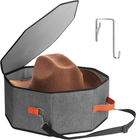 Livhil Hat Storage Box for Women & Men, Hat Boxes with 1 Door Hook Cowboy Hat Box for Travel