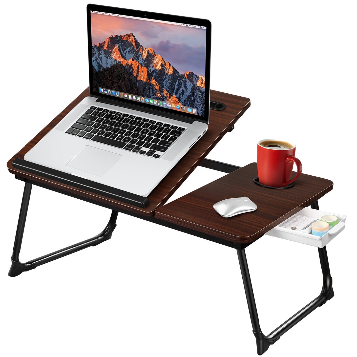 Livhil Lap Desk- Fits up to 15.6 Inch Laptop Desk, Foldable Bed Tray Breakfast Table with 5 Angles Tilting Top