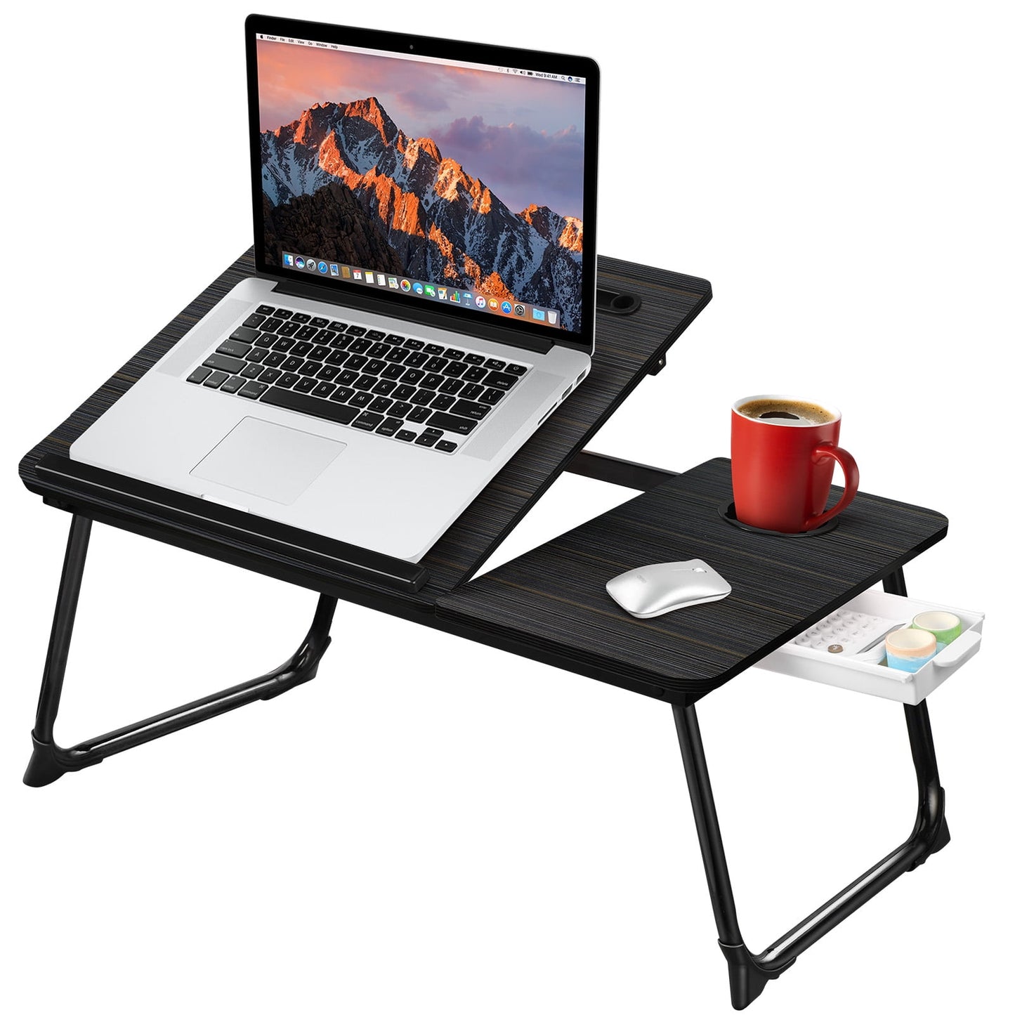 Livhil Lap Desk- Fits up to 15.6 Inch Laptop Desk, Foldable Bed Tray Breakfast Table with 5 Angles Tilting Top