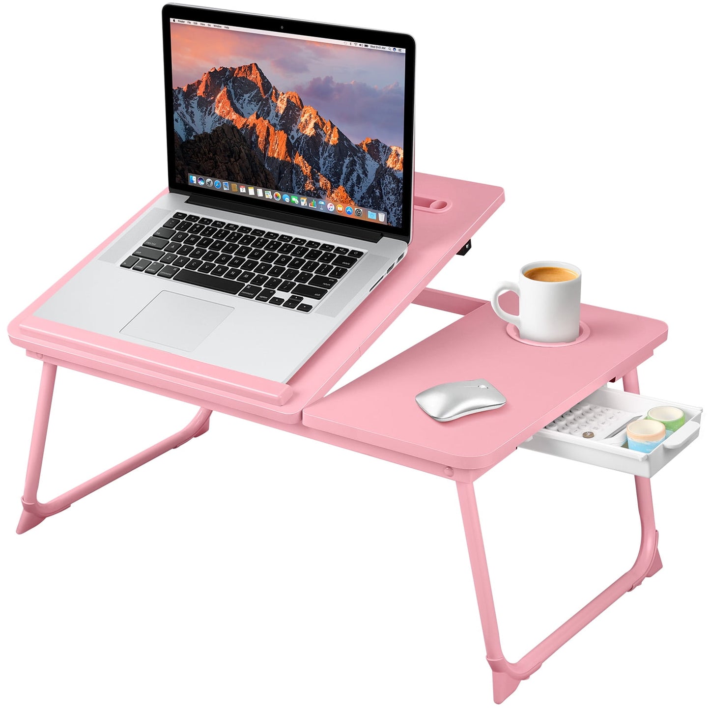 Livhil Lap Desk- Fits up to 15.6 Inch Laptop Desk, Foldable Bed Tray Breakfast Table with 5 Angles Tilting Top