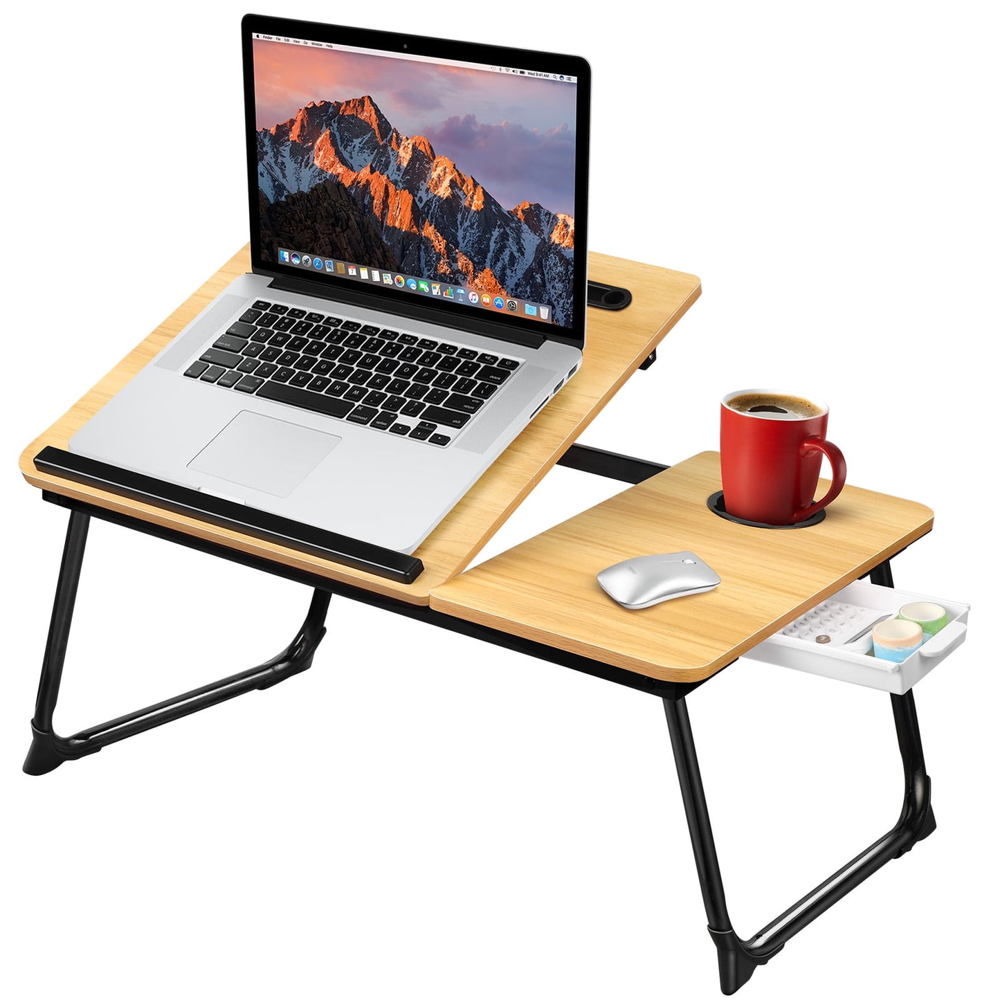 Livhil Lap Desk- Fits up to 15.6 Inch Laptop Desk, Foldable Bed Tray Breakfast Table with 5 Angles Tilting Top