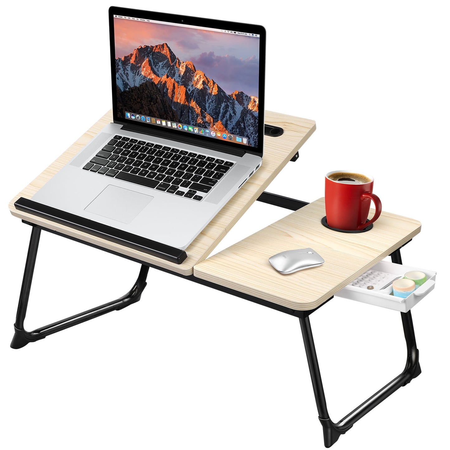 Livhil Lap Desk- Fits up to 15.6 Inch Laptop Desk, Foldable Bed Tray Breakfast Table with 5 Angles Tilting Top