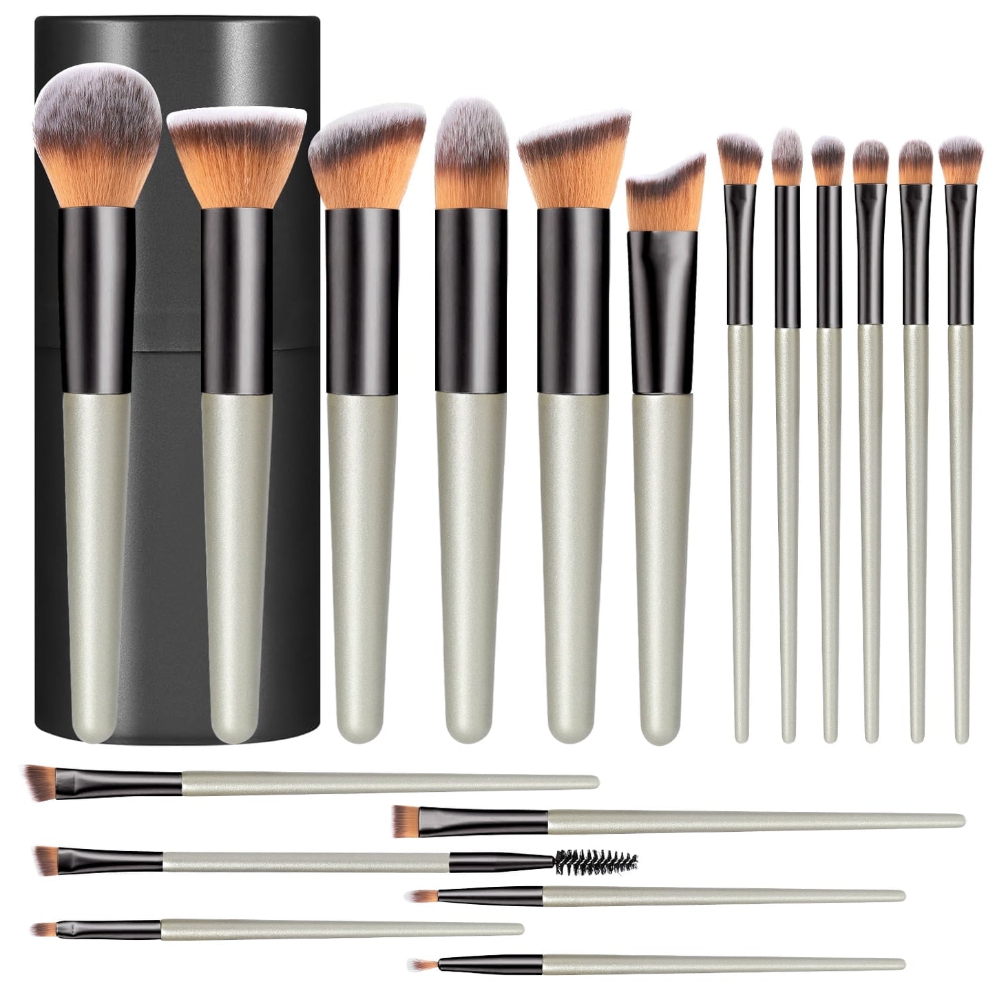 Livhil 18 Pcs Professional Makeup Brushes Set for Eye and Face, Premium Eye Makeup Brushes Soft Makeup Brushes(Champagne Gold)