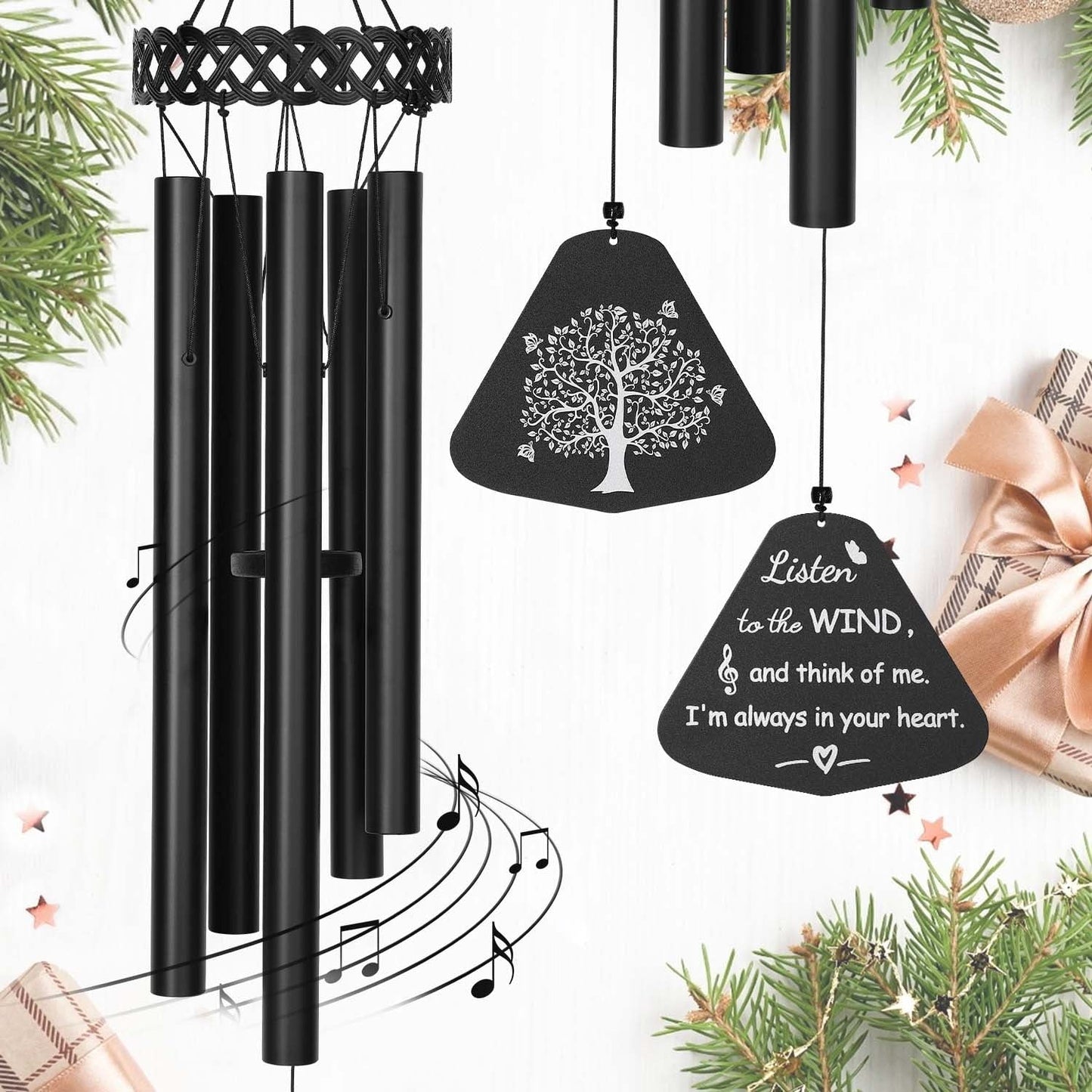 Livhil Wind Chimes for Outside, Memorial Wind Chimes Deep Tone, Soothing Aluminium Windbell