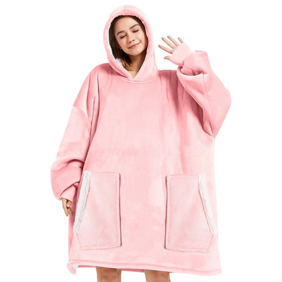 Livhil Wearable Blanket Hoodie, Oversized Sherpa Blanket Hoodie Sweatshirt