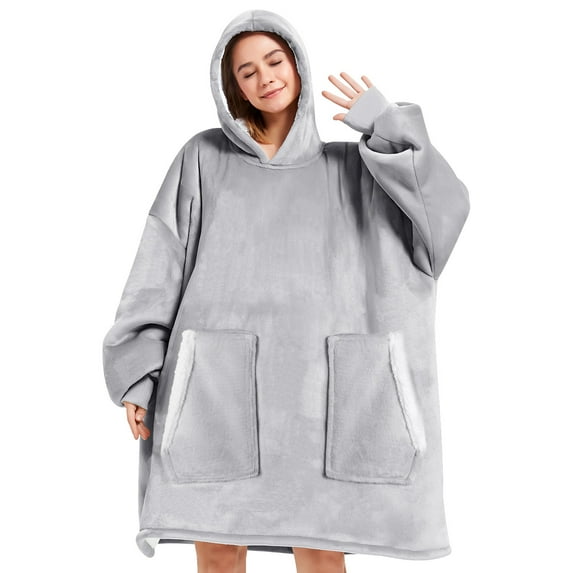 Livhil Wearable Blanket Hoodie, Oversized Sherpa Blanket Hoodie Sweatshirt