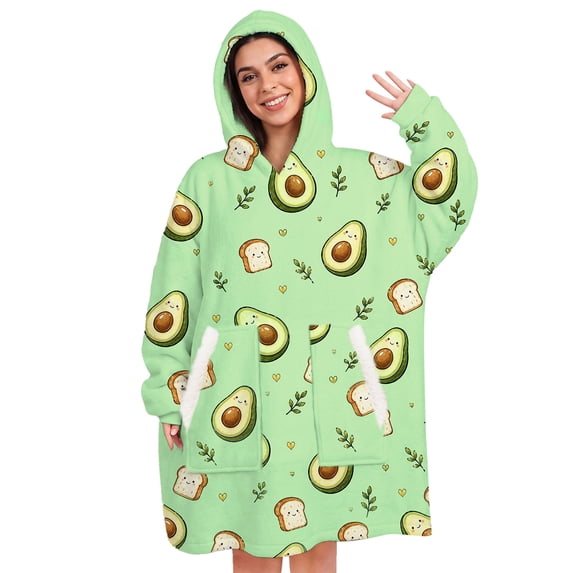 Livhil Wearable Blanket Hoodie Sweater, Blanket Sweatshirt with Sleeves Blanket Hoodies for Women Girls and Kids, Plush Hoodie Blanket