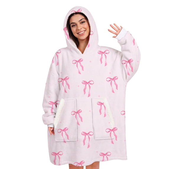 Livhil Wearable Blanket Hoodie Sweater, Blanket Sweatshirt with Sleeves Blanket Hoodies for Women Girls and Kids, Plush Hoodie Blanket
