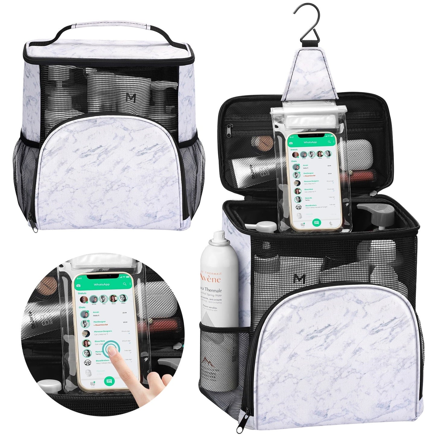 Livhil Shower Bag for College Dorm, Hanging Portable Mesh Gym Shower Caddy Toiletry Bag