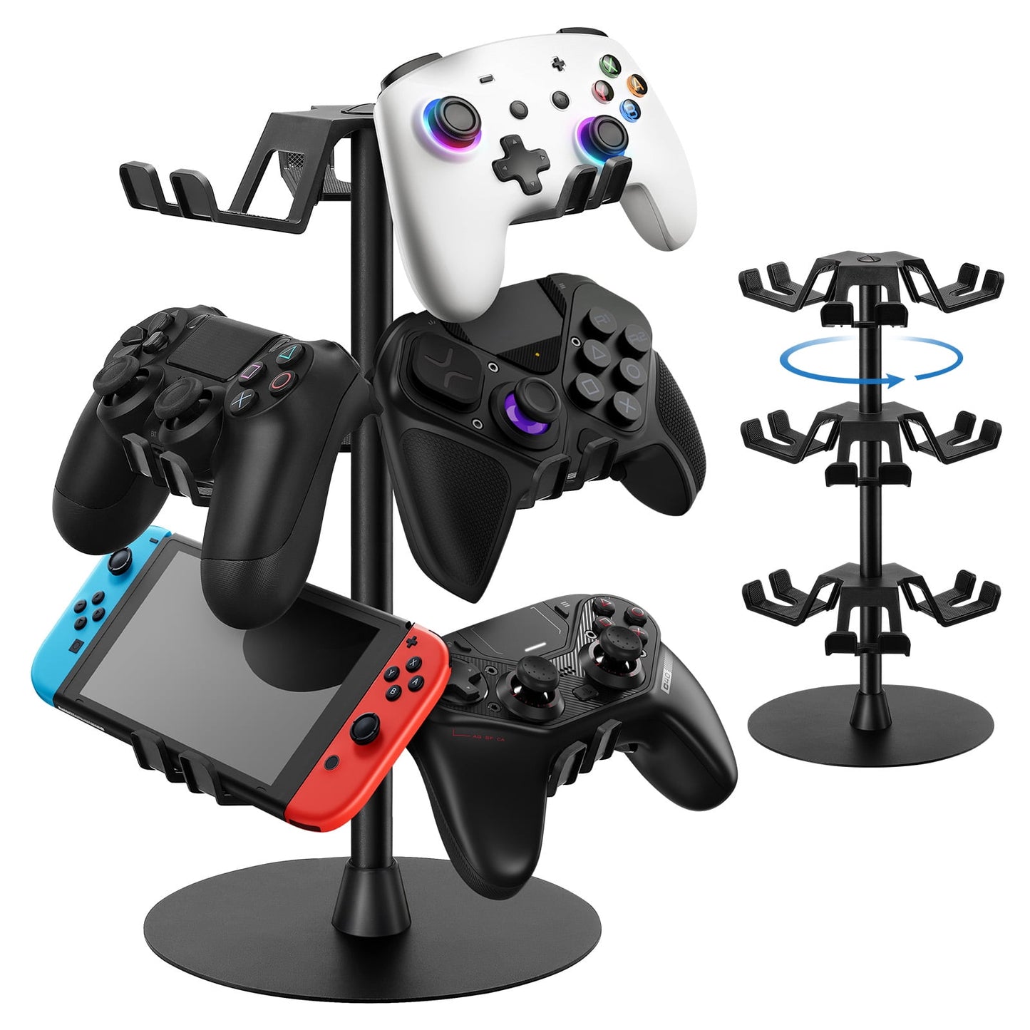 Livhil Rotatable Controller Stand, High Stability Headset and Controller Stand for Desk, Universal Game Controller Stand for All Gamepads