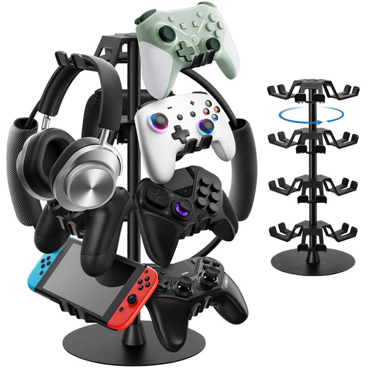 Livhil Rotatable Controller Stand, High Stability Headset and Controller Stand for Desk, Universal Game Controller Stand for All Gamepads