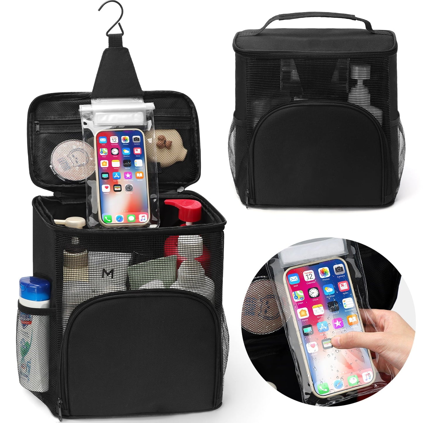 Livhil Shower Bag for College Dorm, Hanging Portable Mesh Gym Shower Caddy Toiletry Bag