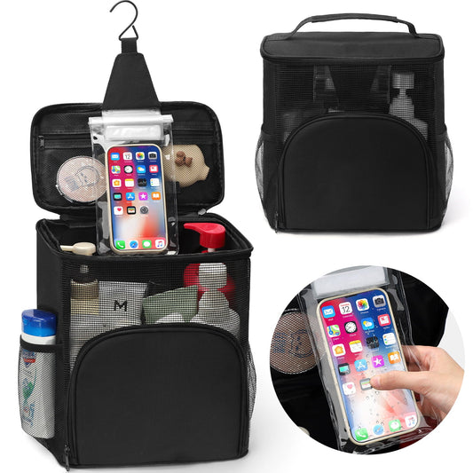 Livhil Shower Bag for College Dorm, Hanging Portable Mesh Gym Shower Caddy Toiletry Bag