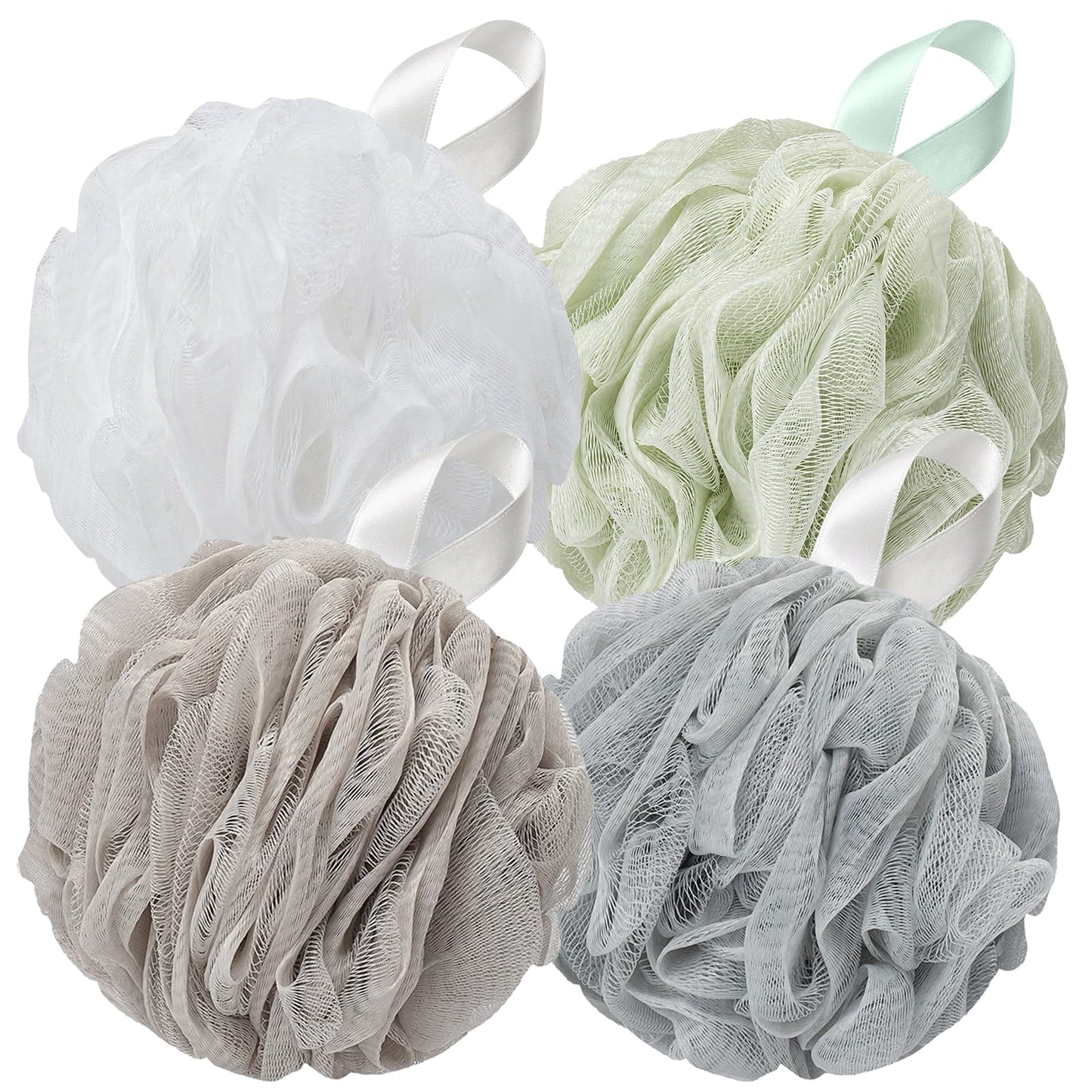 Livhil 4pcs Shower Loofah Sponge, Exfoliating Body Scrubber Bath Sponge for Women and Men, Loofa Shower Sponge