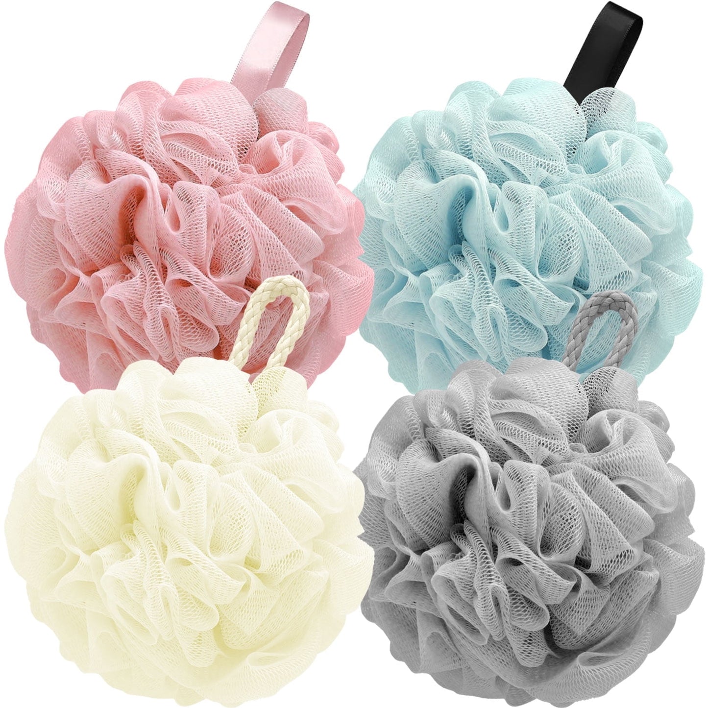 Livhil 4pcs Shower Loofah Sponge, Exfoliating Body Scrubber Bath Sponge for Women and Men, Loofa Shower Sponge