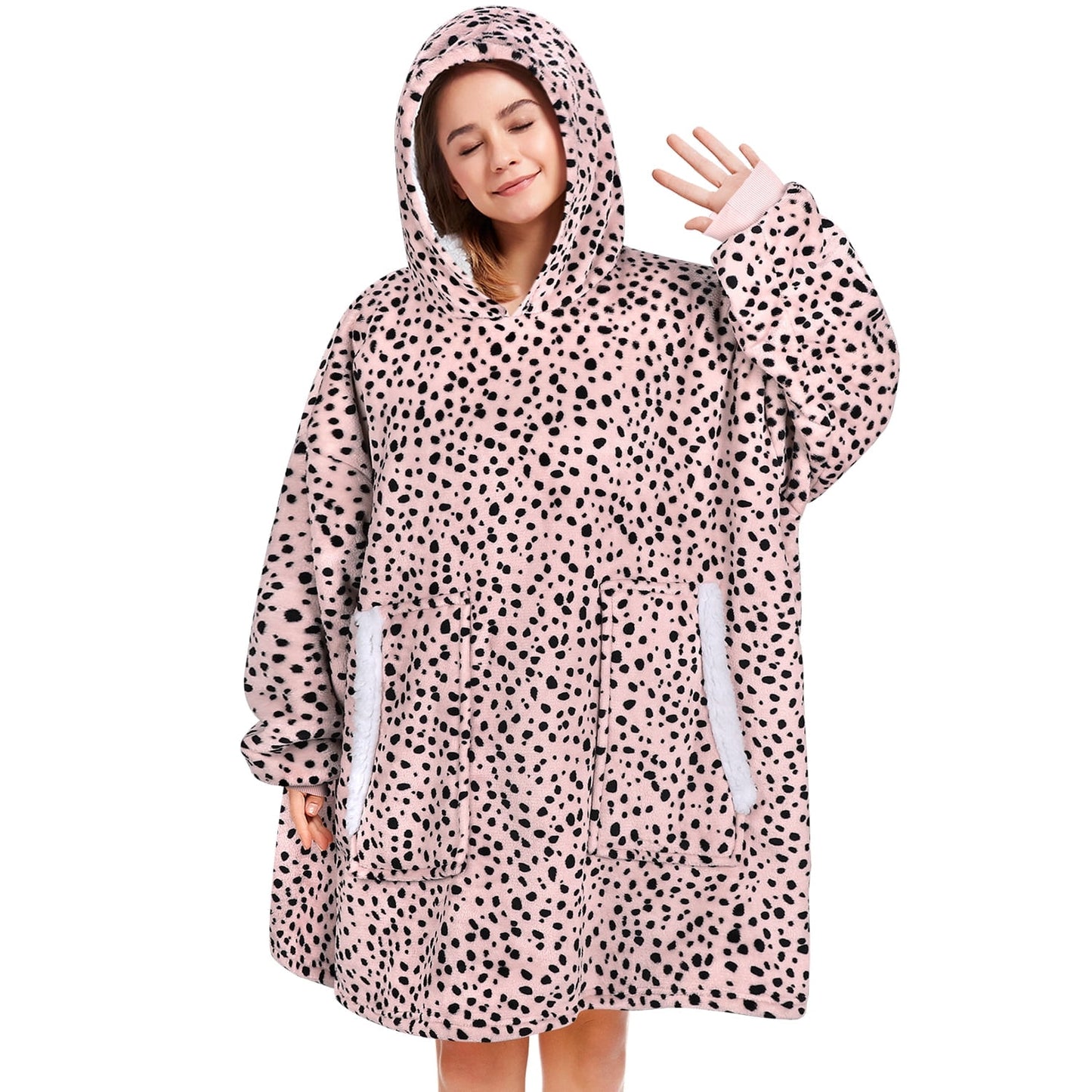 Livhil Wearable Blanket Hoodie Sweater, Blanket Sweatshirt with Sleeves Blanket Hoodies for Women Girls and Kids, Plush Hoodie Blanket