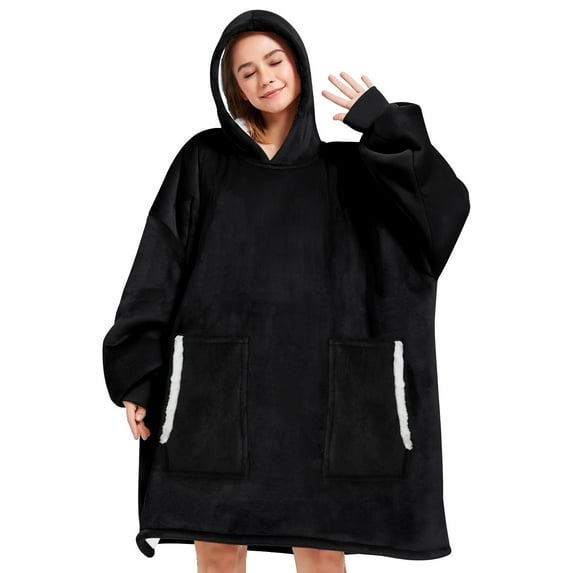 Livhil Wearable Blanket Hoodie, Oversized Sherpa Blanket Hoodie Sweatshirt