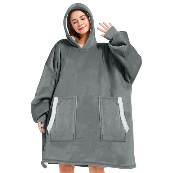 Livhil Wearable Blanket Hoodie, Oversized Sherpa Blanket Hoodie Sweatshirt