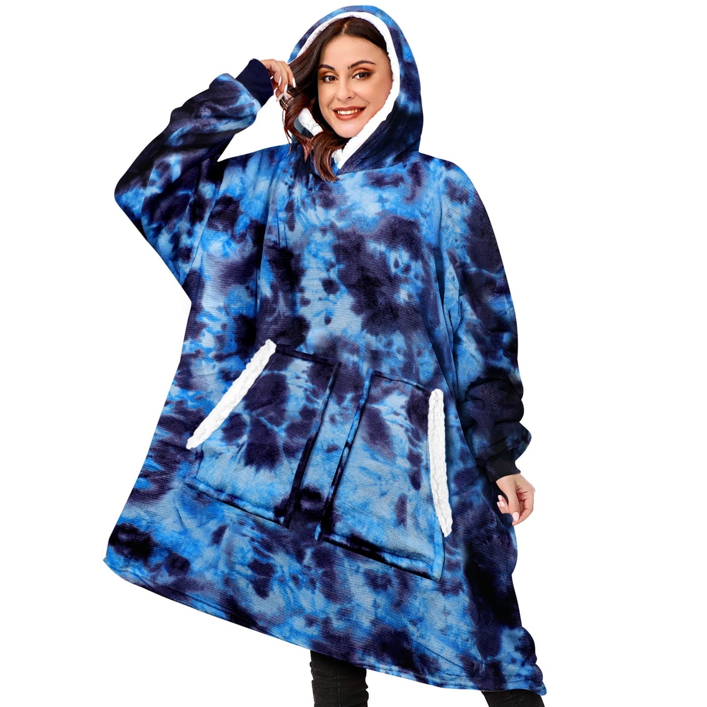 Livhil Wearable Blanket Hoodie Sweater, Blanket Sweatshirt with Sleeves Blanket Hoodies for Women Girls and Kids, Plush Hoodie Blanket