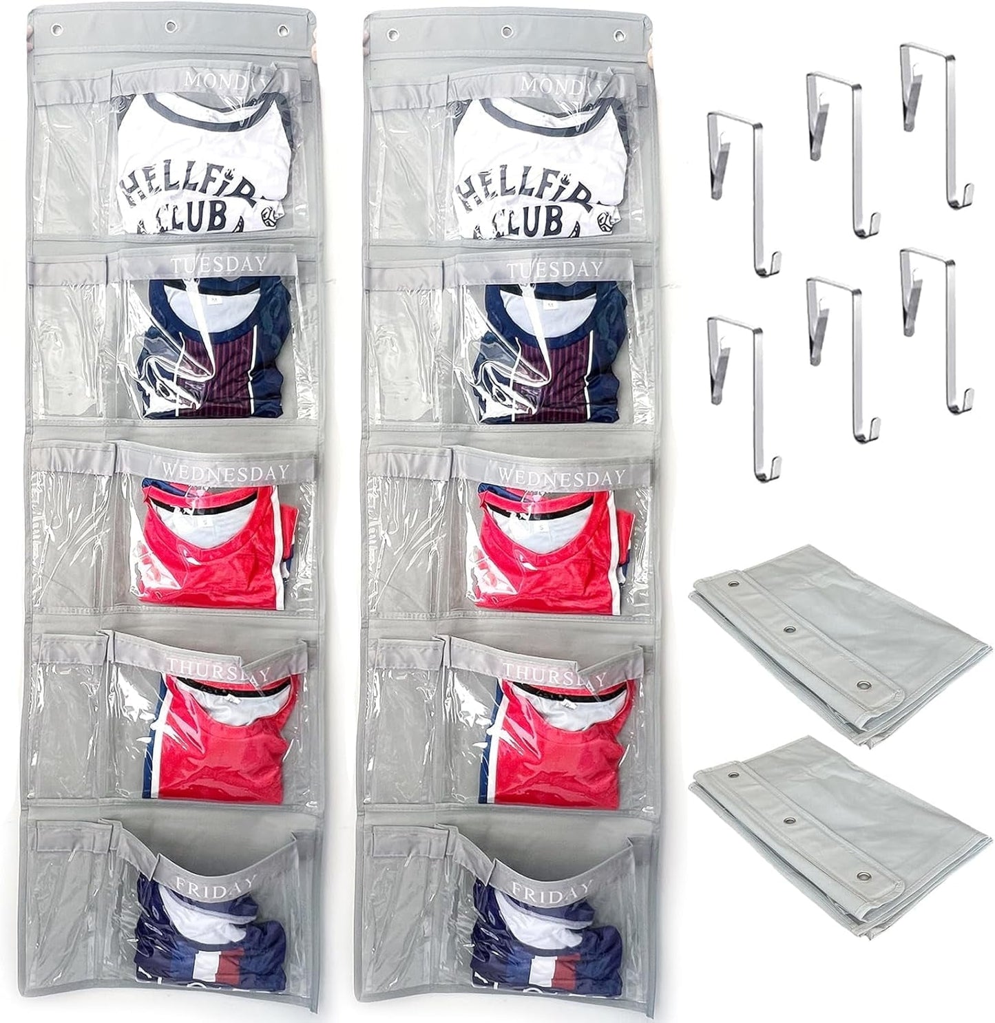 Livhil Hanging Closet Organizer, Weekly Clothes Organizer with Days of the Week Pockets