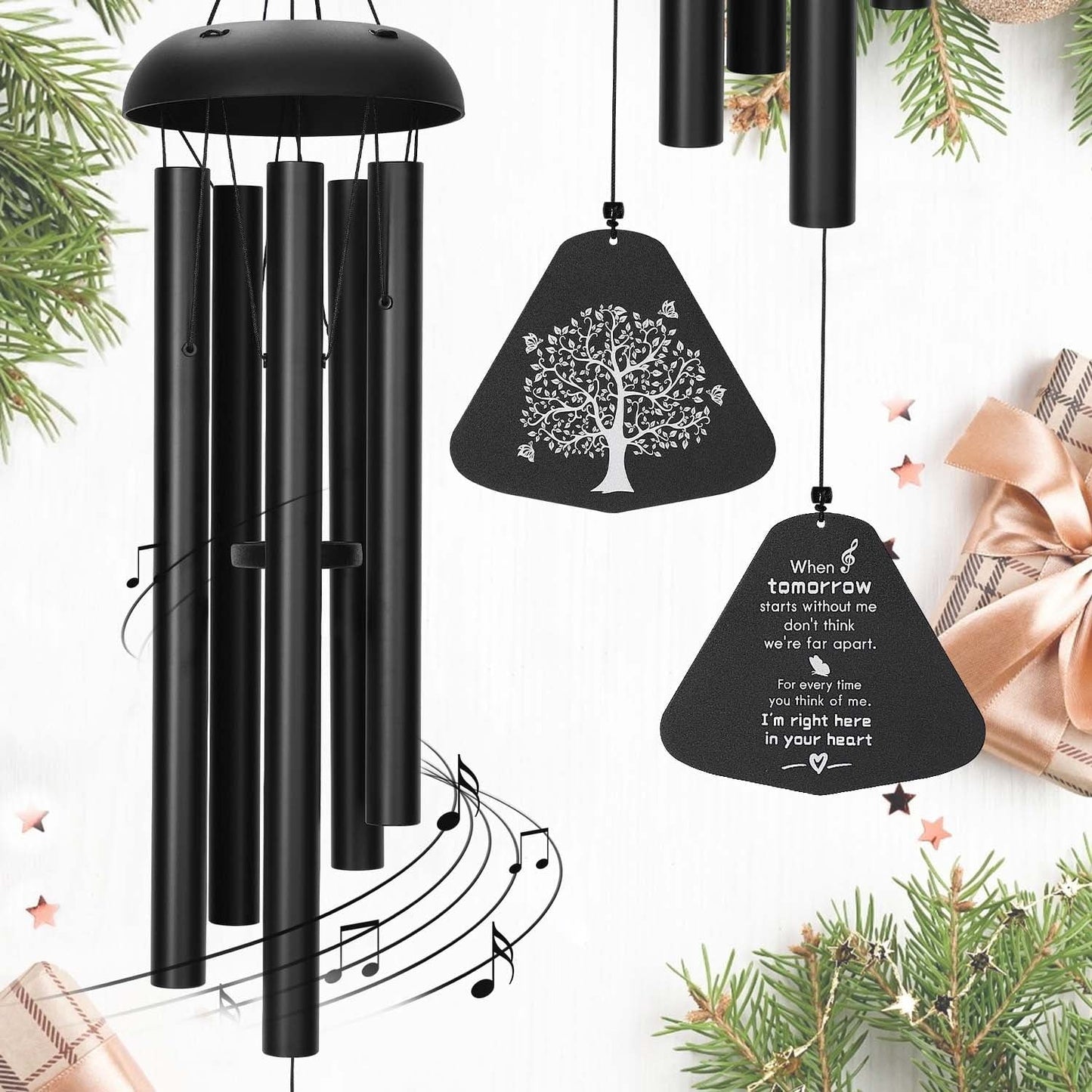 Livhil Wind Chimes for Outside, Memorial Wind Chimes Deep Tone, Soothing Aluminium Windbell